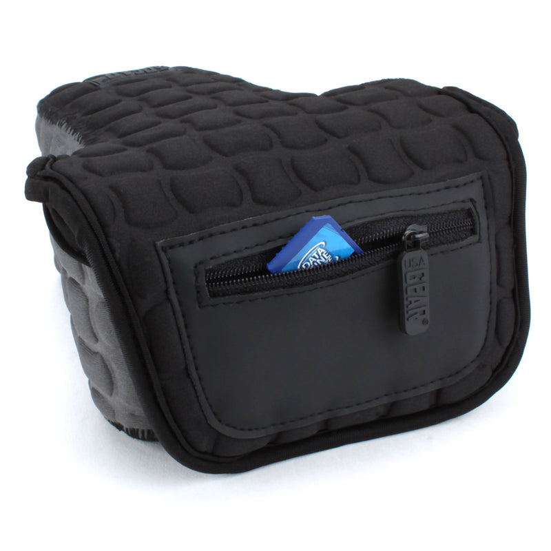 USA GEAR FlexARMOR X DSLR SLR Camera Case Sleeve with Deluxe Padded Neoprene Protection, Carabiner Clip and Accessory Storage - Compatible with Nikon D3400, Canon EOS Rebel SL2, Pentax K-70 and More Deluxe Gray