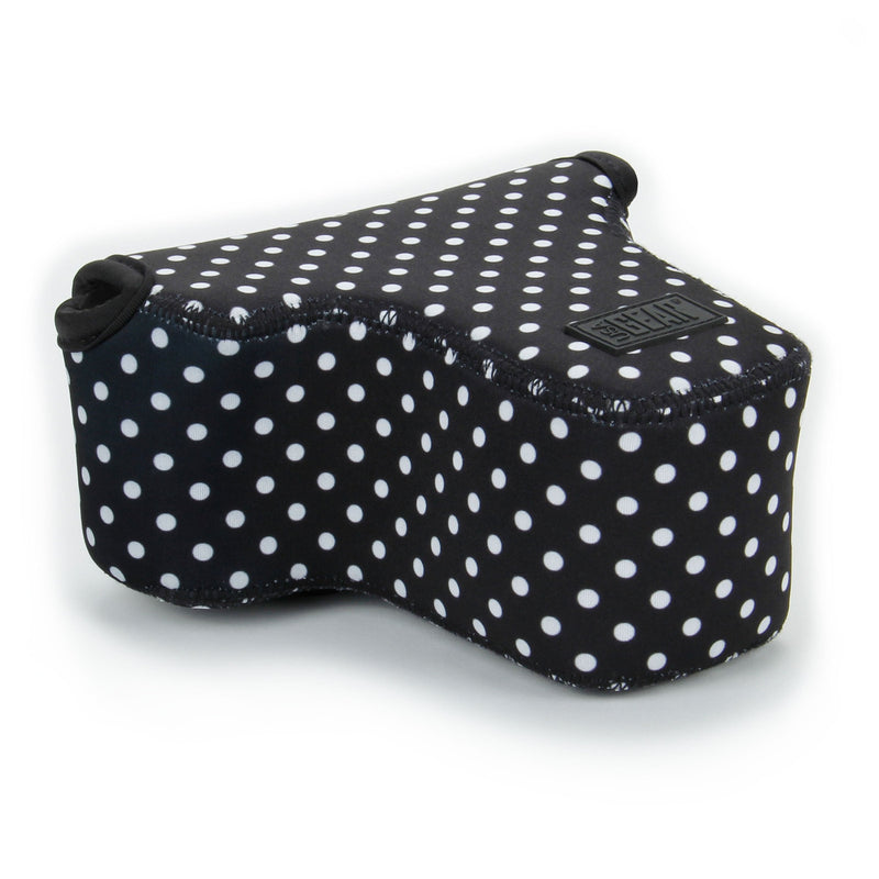 USA GEAR DSLR Camera Sleeve Case (Polka Dot) with Neoprene Protection , Holster Belt Loop and Accessory Storage - Compatible With Nikon D3400, Canon EOS Rebel SL2, Pentax K-70 and More Polka Dot
