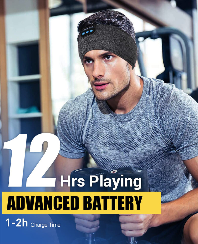 ASMRBAND Headband Headphones, Sleep Headphones Adjustable, Sleeping Headphones Comfortable Headband with Thin Speaker Microphone Handsfree Best Gift Ideas For Women Men Dark Gray 1 Count (Pack of 1)