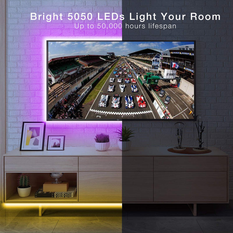 [AUSTRALIA] - 50ft LED Strip Lights, 2 Rolls of 25ft hyrion LED Lights for Bedroom with 44 Keys Remote for Bedroom, Kitchen, Desk, Color Changing Led Strip for Home Decoration 50ft 