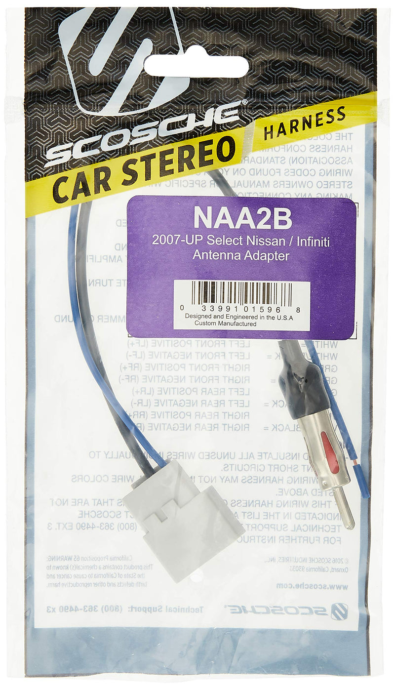 Scosche NAA2B Compatible with 2007-Up Nissan/Infiniti Diversity Antenna Adapter Standard Packaging