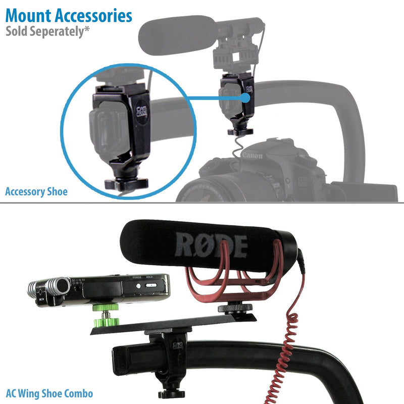 Cam Caddie Scorpion Camera Stabilizer - Stabilizing Smartphone Handle for All DSLR, GoPro, Mobile Phones with Accessory Shoe, Smartphone/GoPro Adapters and 1/4-20 Threaded Mounting Knob - Black