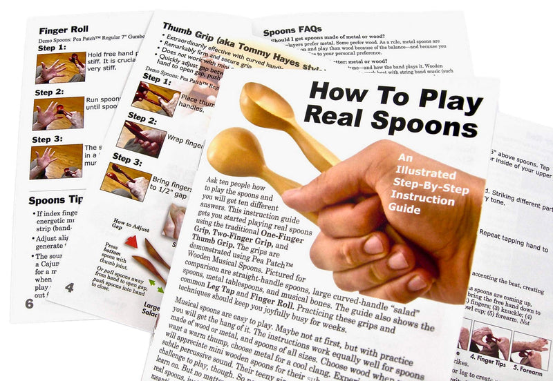 Pea Patch Tigerwood Musical Spoons (Gumbo Style), Short - w/free instruction booklet