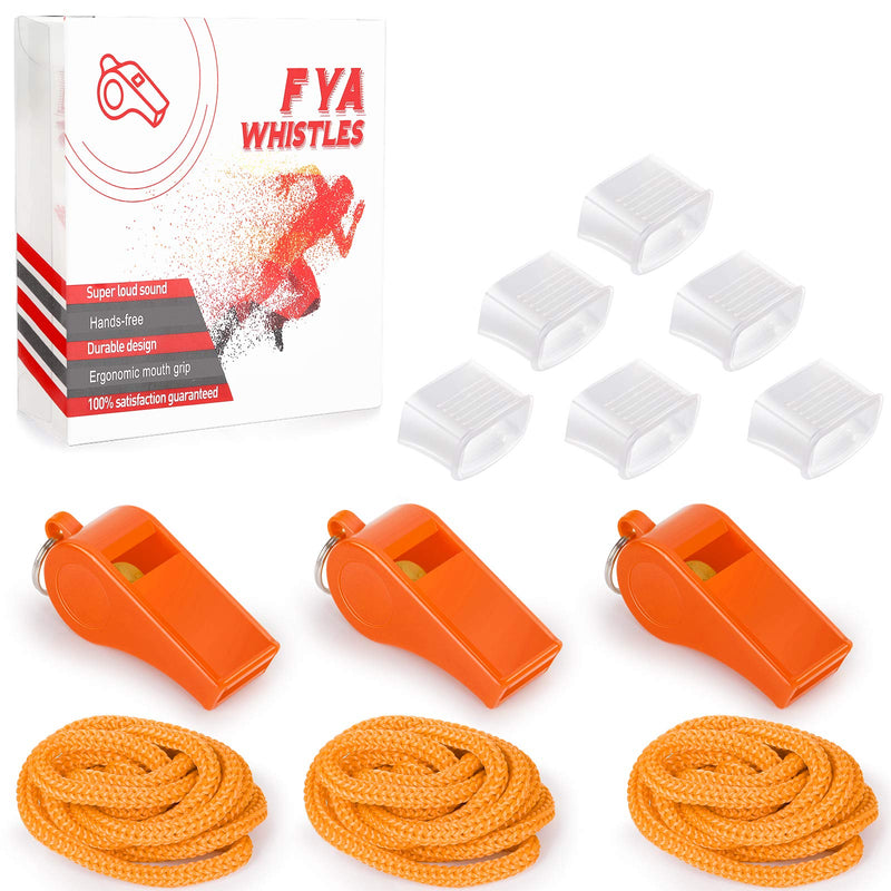 Fya Whistle with Lanyard and Mouth Grip, Super Loud Sports Whistles, Perfect for Coaches, Referees, Emergency, Lifeguard, Survival, Outdoor Orange