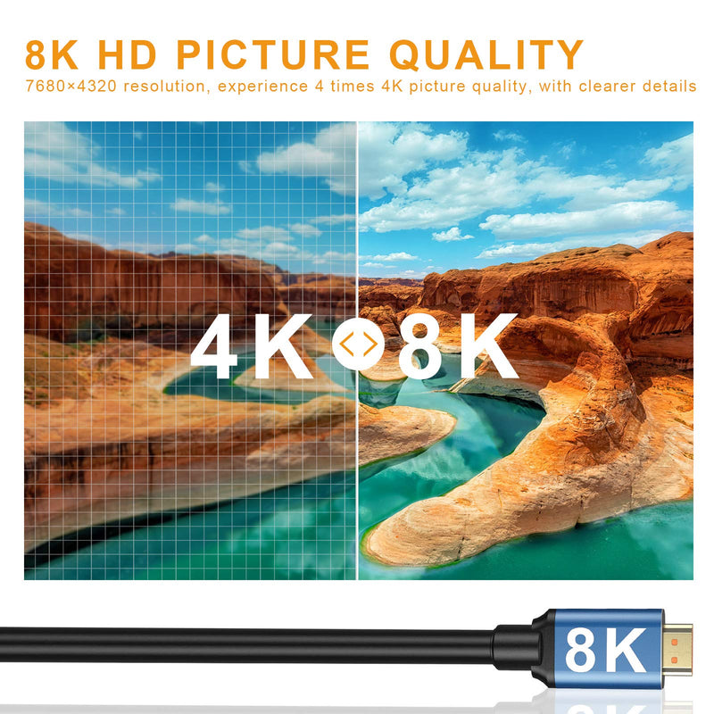 8K HDMI Cable 6ft, iBosi Cheng Upgrade to Version 8K 48Gbps Ultra High Speed HDMI 2.1 Cable, Support 8K Resolution, 1080P@160Hz, 8K@80Hz, 4K@120Hz. Compatible with TV, Switch, Xbox, PS4, Projector