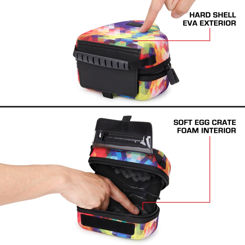 USA GEAR Hard Shell DSLR Camera Case (Geometric) with Molded EVA Protection, Quick Access Opening, Padded Interior and Rubber Coated Handle-Compatible with Nikon, Canon, Pentax, Olympus and More Geometric - Standard