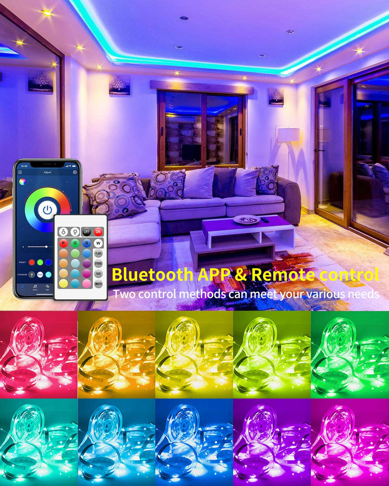 LED Strip Lights 25ft, GUPUP Smart LED Lights for Bedroom RGB Color Changing Light Strip Sync to Music with Bluetooth APP and 24-Key Remote DIY for Bedroom, Living Room, Home,