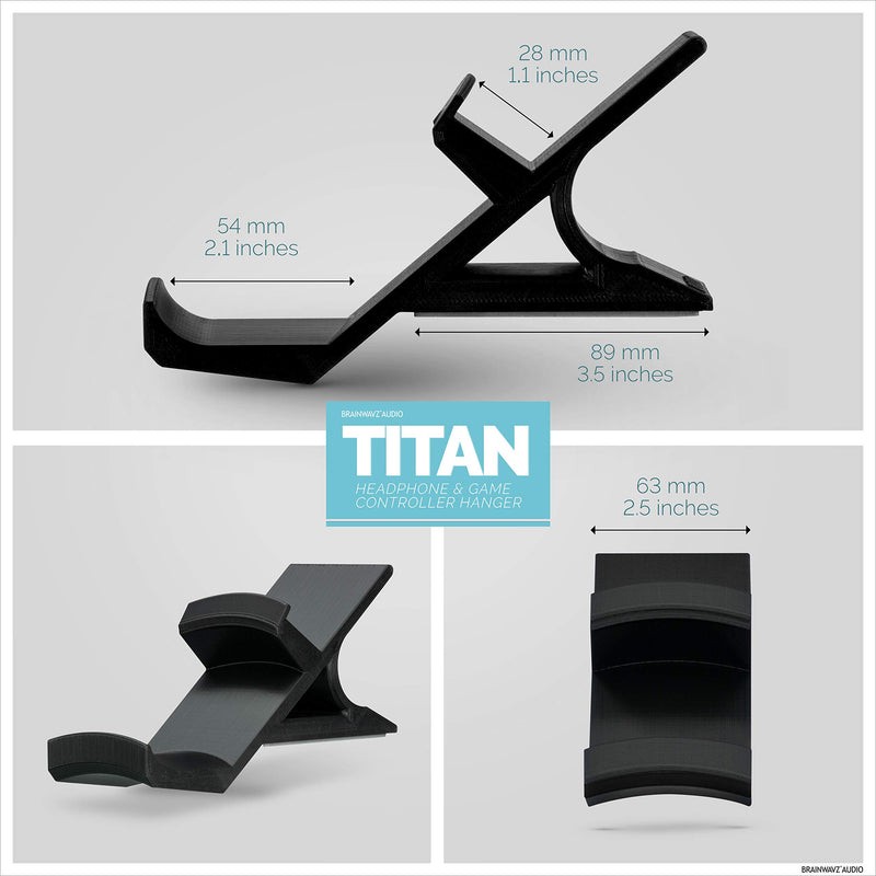 The Titan - Desktop Gamepad Controller & Headphone Hanger Holder - Designed for Xbox ONE, PS4, PS3, Dualshock, Switch, PC, Steelseries, Steam & More, Reduce Clutter, Black by Brainwavz