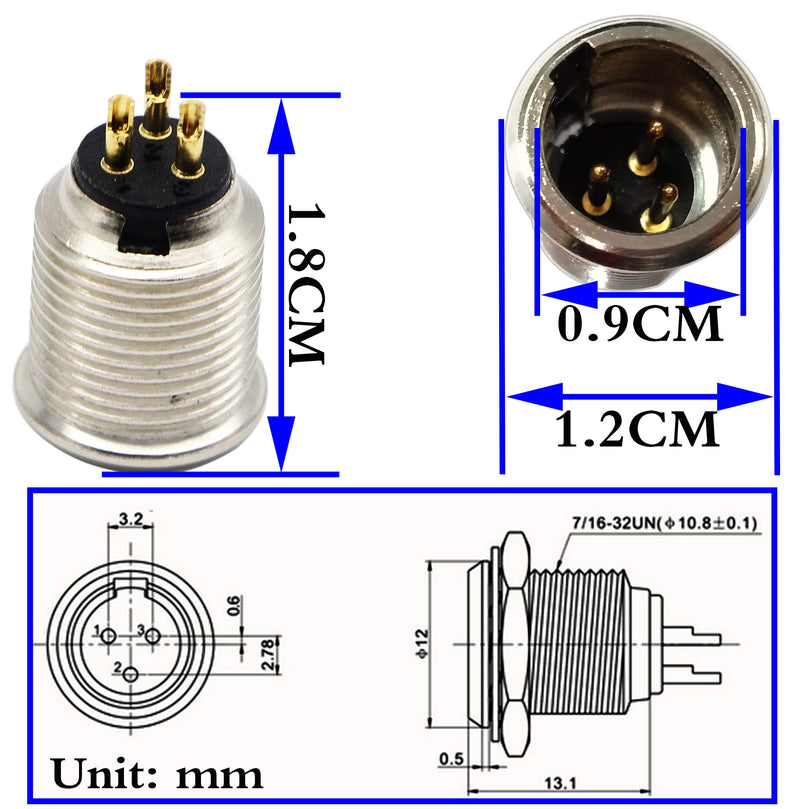 [AUSTRALIA] - zdyCGTime DIY 3 Pin Mini XLR Adapters 3 Pin Mini XLR Male Socket Connector for Mic (Microphone) and Chassis Panel Mount XLR Aviation Circular Plug Connector(2 Pack) 