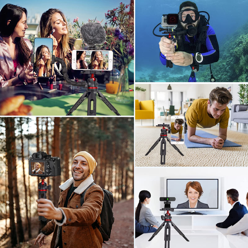 LCNCY Mini Tripod for Camera and Phone - Gopro Tripod - Pocket Tripod - Desk Webcam Tripod - DSLR Mini Tripod - Small iPhone Tripod with Universal Phone Mount and Remote black