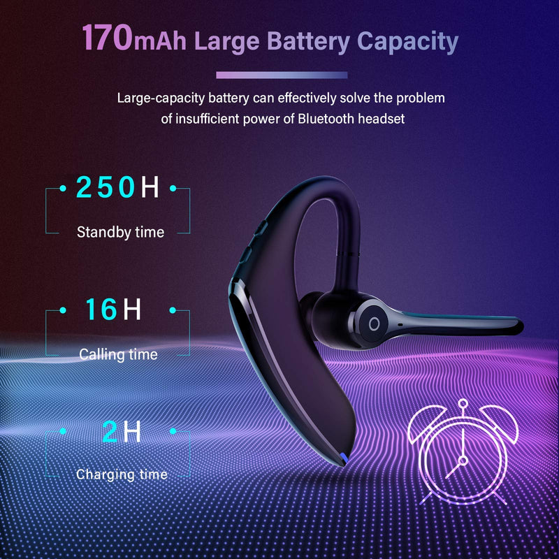 Bluetooth Headset,Wireless Bluetooth Earpiece Earphone with Noise Cancelling Earbuds Mic,V5.1 for iPhone Android Cell Phones Driving/Business/Office/Trucker