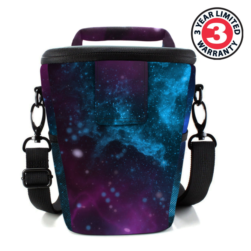 USA Gear Small SLR Camera Case Bag for Men and Women with Top Loading Accessibility, Adjustable Shoulder Sling, Padded Handle - Comfortable, Durable and Light Weight for Nikon, Canon, etc (Galaxy) Galaxy
