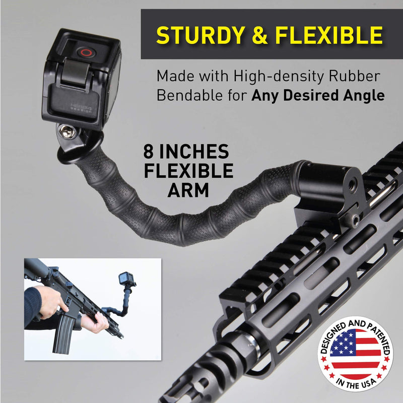 Stinger Python Action Camera Flexible Arm and Rail Mount For Picatinny and Weaver Rail System, Compatible with GoPro, OSMO Action, and other Action Cameras (One Arm) Single Arm