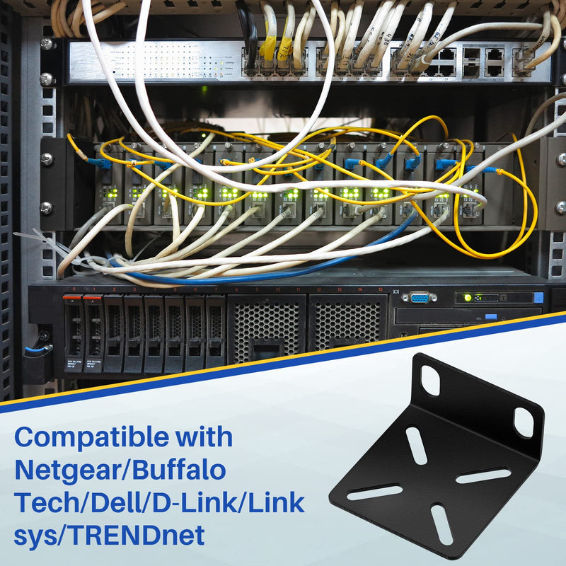 Pelopy Rack Mount Kit Compatible with 17.3 Inch Wide Switches, Adjustable Rack Ears Universal Rack Mount Brackets Compatible with Netgear/Buffalo Tech/Dell/D-Link/Linksys/TRENDnet Products
