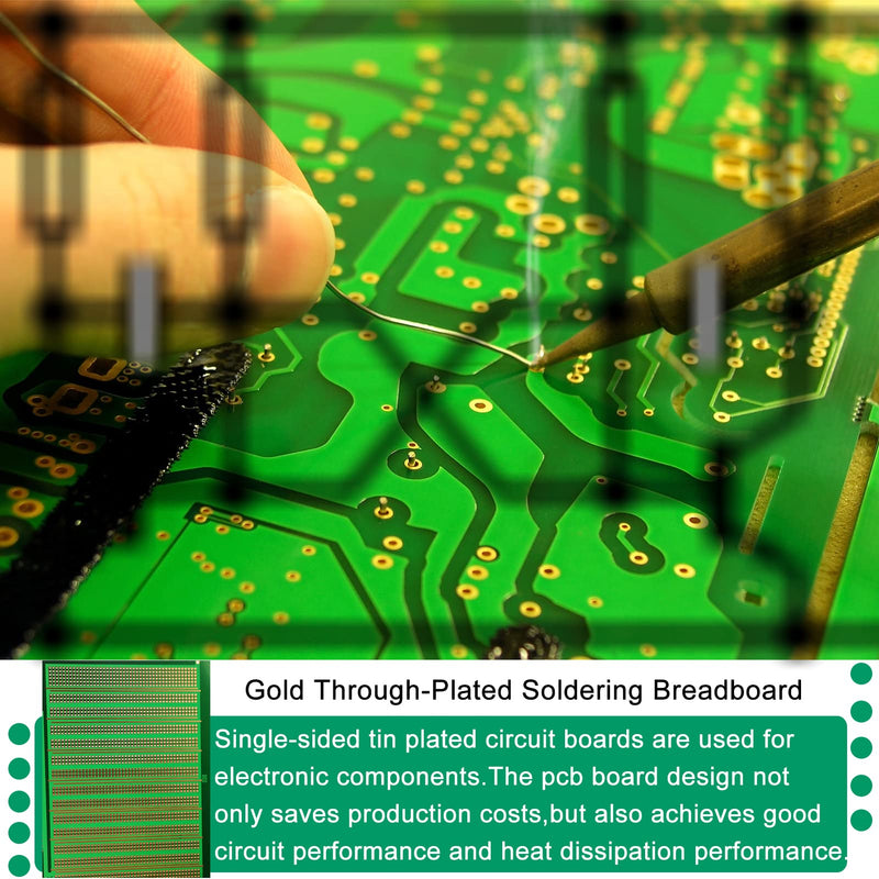 YUNGUI 15X18.5 cm Solderable Breadboard Large PCB Prototype Board,Gold Through-Plated,Protoboard for Arduino DIY Electronic Solddering Projects-2Pcs, Green, 15X18.5CM