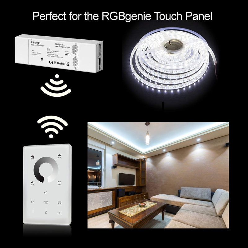 Zigbee LED Controller for LED Strip Lights. Dimmer and Repeater, 4 Channels at 5 Amps each, 720 Watts, RGBgenie ZB-1003