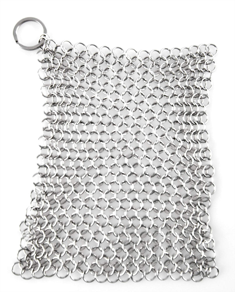 HOME-X Stainless-Steel Washing Net, Cast Iron Skillet Cleaner, Chainmail Scrubber for Cast Iron Pans, Dutch Ovens, Stainless Steel Pots and Pans, 7" L x 4" W x 1/8" H
