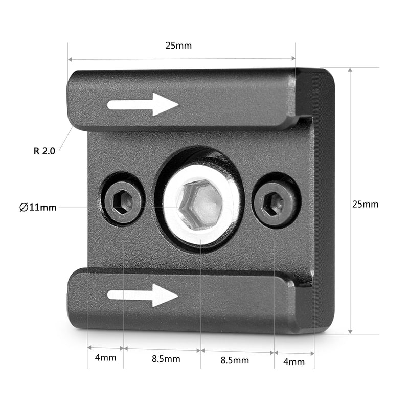 SMALLRIG Cold Shoe Mount Adapter Bracket Hot Shoe with 1/4" Thread for Camera Cage Flash LED Moniter, Pack of 2-2060 Cold Shoe (2pcs pack)