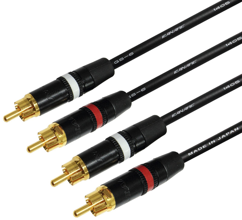 1.5 Foot RCA Cable Pair - Made with Canare GS-6 Audio Interconnect Cable and Neutrik-Rean NYS Gold RCA Connectors - Custom Made by WORLDS BEST CABLES