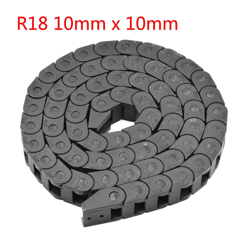 Plastic Drag Chain Cable Carrier Closed Type with End Connectors R18 10 x 10mm L1000mm for Electrical CNC Router Machines