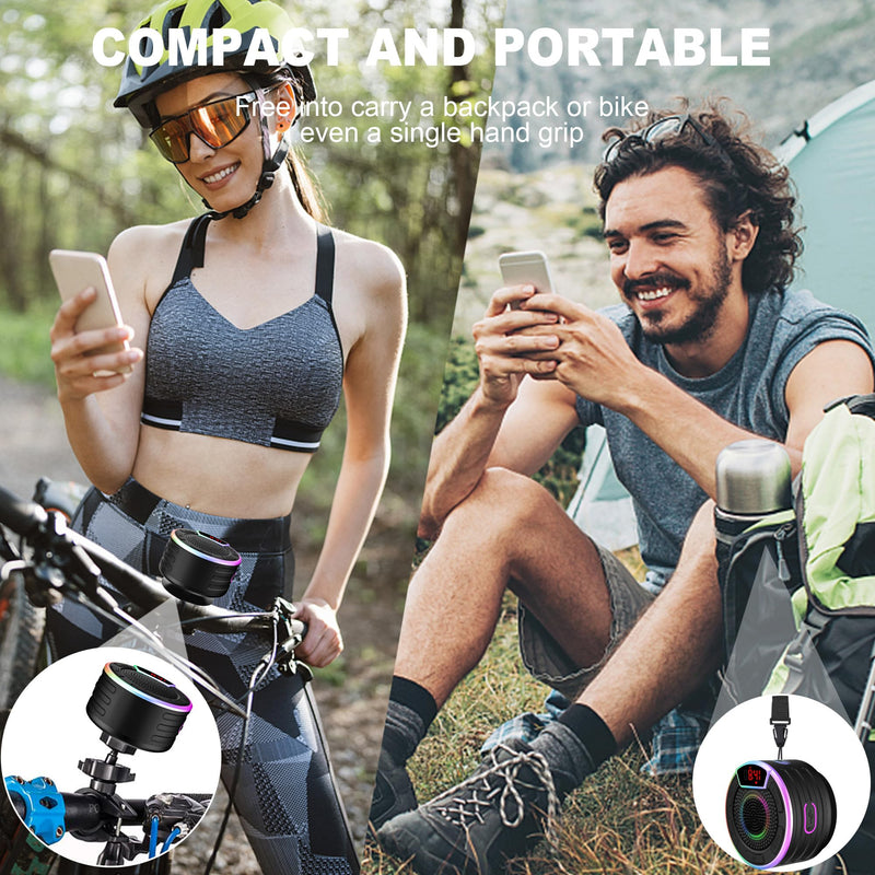 BassPal Bluetooth Speakers, IPX7 Waterproof Shower Speaker, Portable Speaker with LED Display, FM Radio, Suction Cup, Light Show, Built-in Mic, Best Gifts for Pool Beach Home Party Travel Outdoors Black