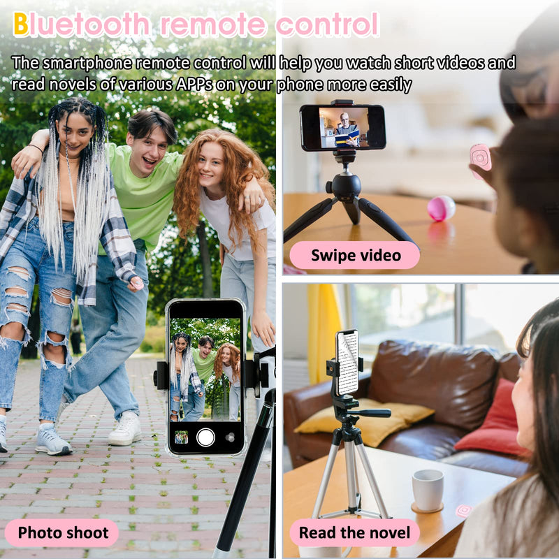 Symcode Upgrade TIK Tok Bluetooth Remote Control Kindle App Page Turner, TIK Tok Video Recording Remote,TV Air Conditioning Infrared Universal Remote Control Pink