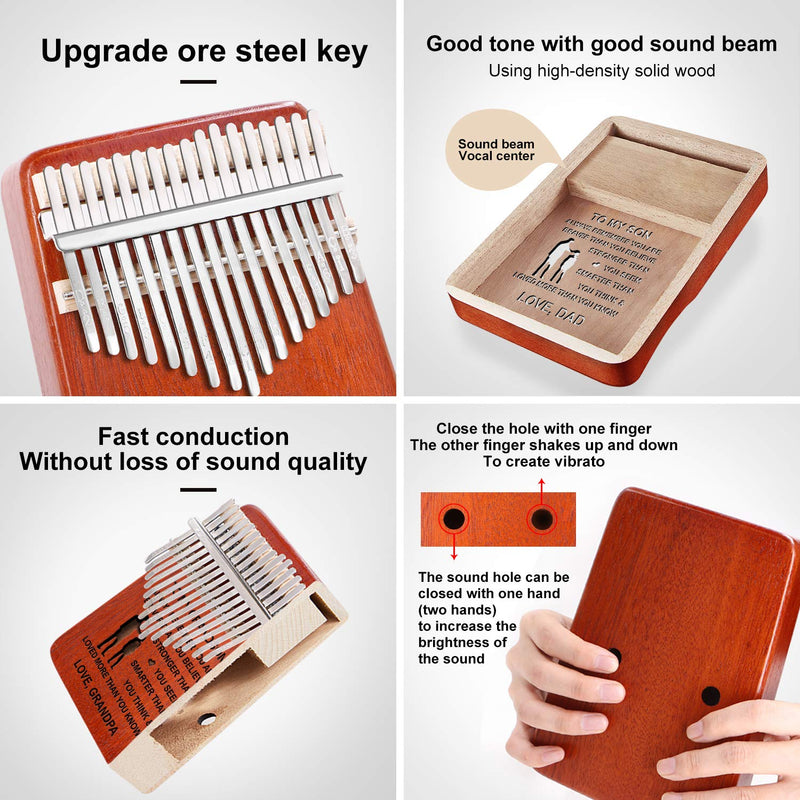 Engraved Kalimba 17 Keys Thumb Piano, Personalized Portable Mbira Musical Finger Piano For Son Graduation Birthday Christmas Gifts (For Son From Dad) For Son From Dad