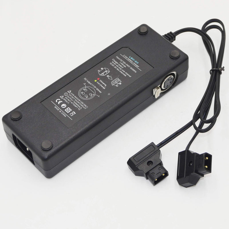 REYTRIC Dual D-Tap (P Tap) Travel Charger Compatible Sony V-Mount/V Lock and Anton Bauer Gold Mount Batteries with 2-Prong Power Cord