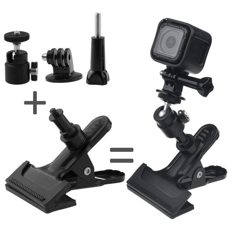 CamKix Clamp Mount Compatible with Gopro Hero 8, 7, 6, 5, Session, Hero 4, Session, Black, Silver, Hero+ LCD, 3+, 3, Compact Cameras and DJI Osmo Action