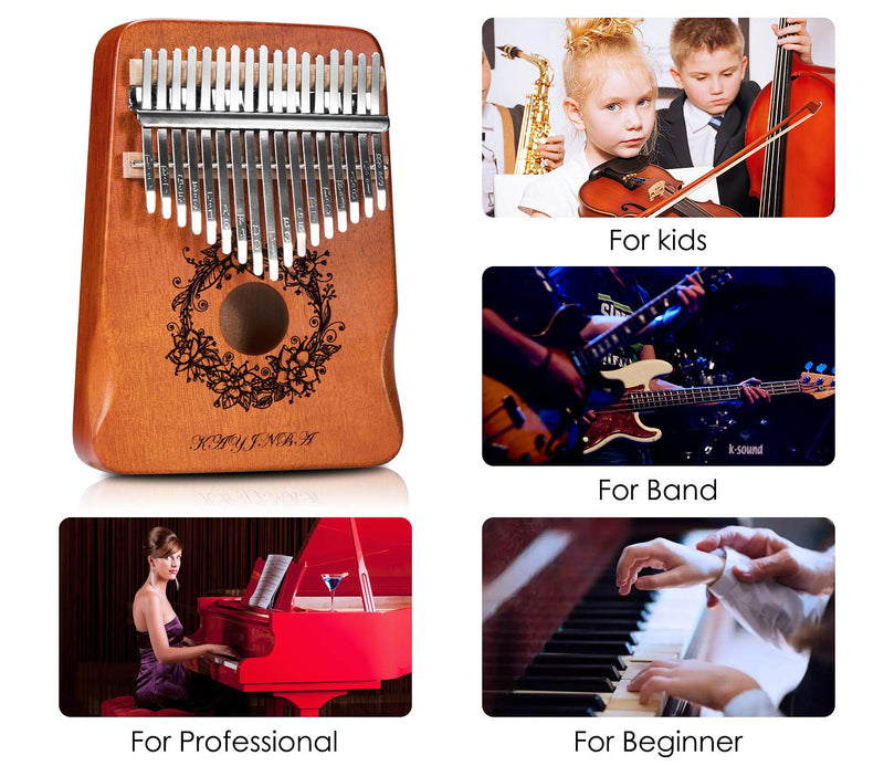 Kalimba-17 Key Thumb Piano,Exquisite Mahogany Wood Portable Kalimba,Tune Hammer and Study Instruction,Musical Gifts for Music lovers Adults Kids(Modern Brown) Modern Brown