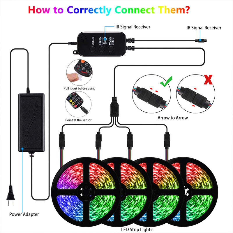 [AUSTRALIA] - Gusodor Led Strip Lights 65.6 Feet Led Lights Music Sync Smart Rope Lights Color Changing Timing with 24 Key Remote App Control RGB Tape Light DIY Colors Led Lights for Bedroom Home TV Party 