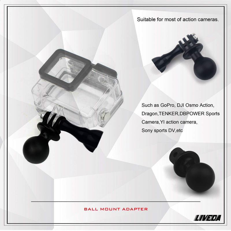 Ball Mount Adapter for Gopro Hero Series/Yi/Coyote/GitUp/AKASO/SJCAM Sports Camera, Compatible with RAM Mounts, Rotating Ball Head Mount with Metal Screws… Ball bracket