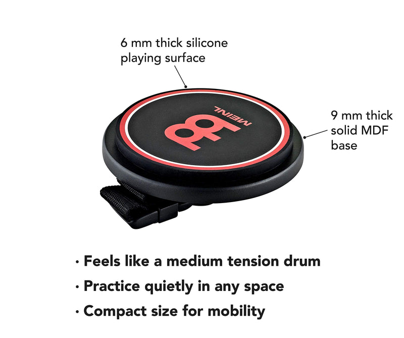 Meinl Cymbals 4" Knee Drum Practice Pad, Silicone — Medium Rebound and Controlled Volume for Speed, Power and Precision, Classic Logo, 2-YEAR WARRANTY, MKPP-4