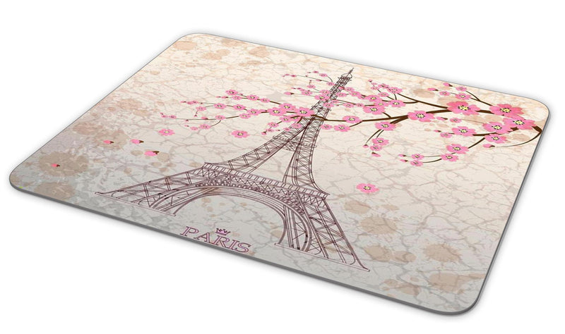 TuMeimei Non-Slip Rubber Mouse Pad， Beautiful Paris Tower and Cherry Blossoms Mouse pad (9.5 inch x 7.9 inch)