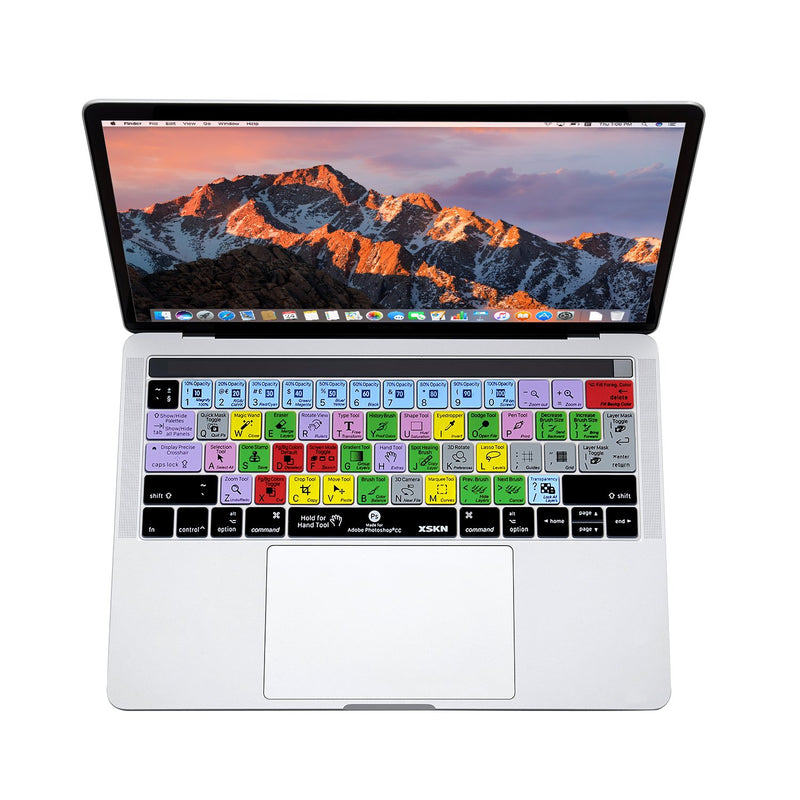 XSKN Adobe Photoshop Shortcut Keyboard Skin for Touch Bar MacBook Pro 13 15 Retina A1706 A1989/A1707 A1990 (Since 2016 Release, Touch Bar Sticker Gift)