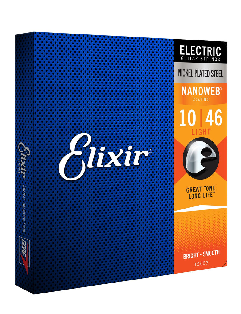 Elixir Strings Electric Guitar Strings w NANOWEB Coating, Light (.010-.046) Light (.010-.046) 6 String Set