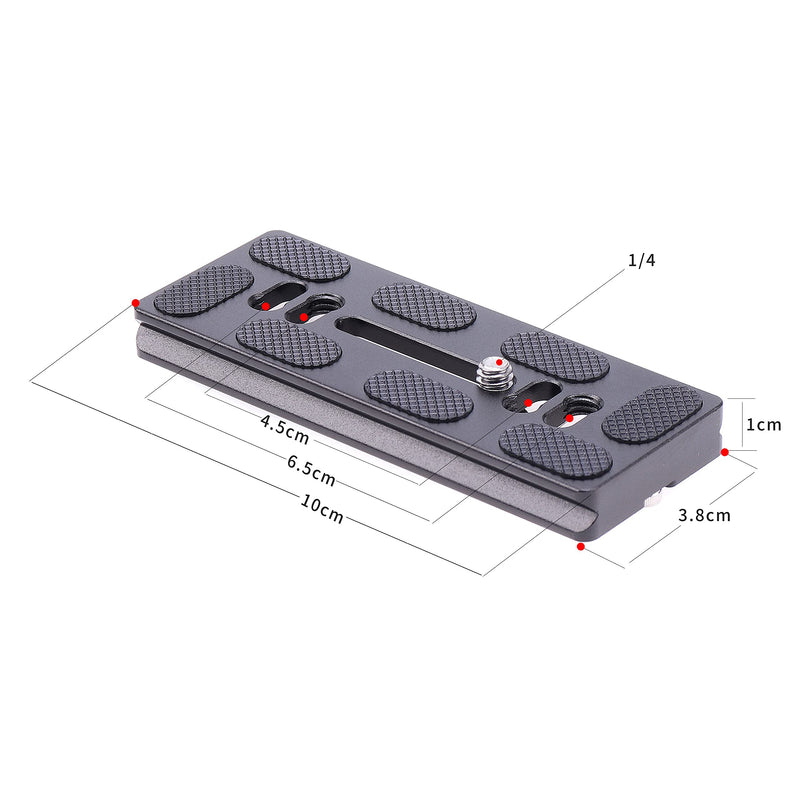 FocusFoto PU100 PU-100 Quick Release Plate, 100mm Long Plate with 1/4"-20 Mounting Screw for Benro B0 B1 B2 J0 J1 N1 Arca Swiss Tripod Ball Head