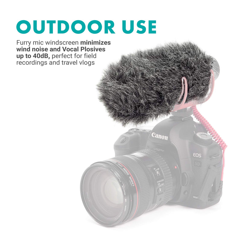 [AUSTRALIA] - Movo WS-G7 Foam and Furry Indoor, Outdoor Microphone Windscreen Combo Pack - Custom Fit for Rode VideoMic Go 