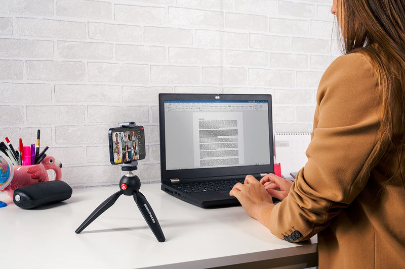 Manfrotto MTPIXIMII-B, PIXI Mini Tripod with Handgrip for Compact System Cameras, Made in Italy, for DSLR, Mirrorless, Video, Compact Size, Technopolymer and Aluminium, Black PIXI Mini Made in Italy