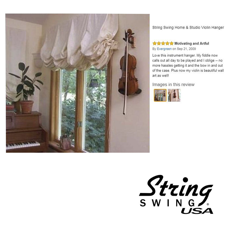 String Swing Violin Hanger Wooden Wall Mount for Home & Studio CC01V-BW4 Hardwood Black Walnut (4 Pack)
