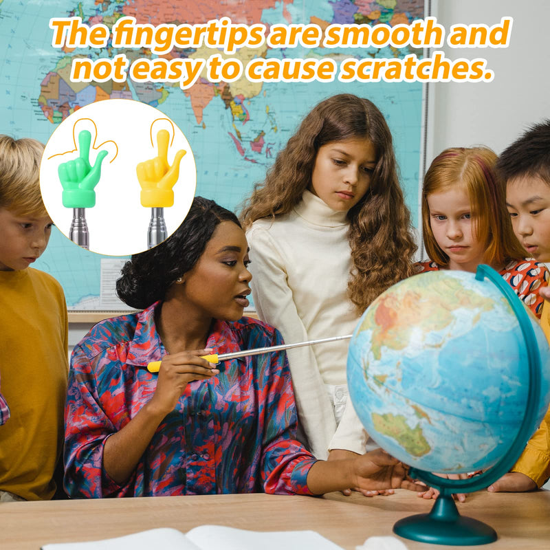 4pcs Telescopic Teachers Pointer, Mini Hand Pointer Stick Retractable Finger Pointer Extendable Whiteboard Pointer for Elementary School Kindergarten Classroom Aids (Red, Green, Yellow, White)