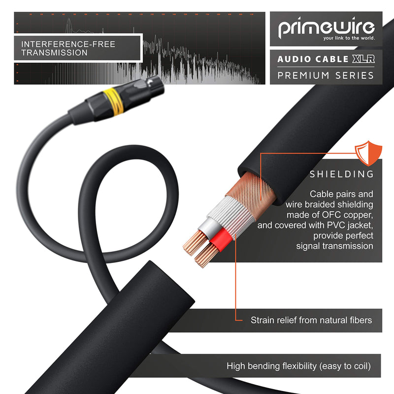 Primewire audio cable XLR male jack to XLR female jack- 5m - microphone cable - 4 Colour rings each - OFC oxygen free copper - for microphones Hifi mixing console speaker - shielded - flexible