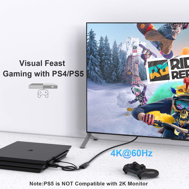 HDMI to DisplayPort Adapter with USB Power, CableCreation 4K x 2K@60Hz HDMI Male to DP Female Adapter/Converter for Xbox One, Compliant with VESA Dual-Mode DisplayPort 1.2, HDMI 1.4