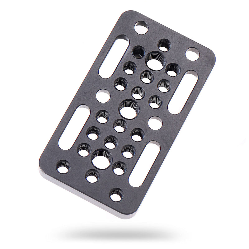 FocusFoto Multi-Purpose Extension Switching Cheese Plate Camera Baseplate with 1/4"-20 & 3/8"-20 Thread Mounting for DSLR Camera Cage Rig Railblocks Dovetails Short Rods