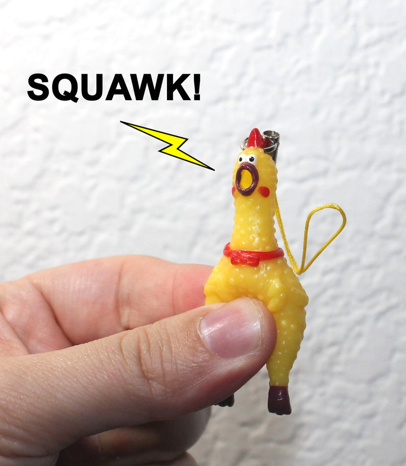 Lucore Home Mini 2 Inch Squawking Chicken Phone Charm - 2 Pcs