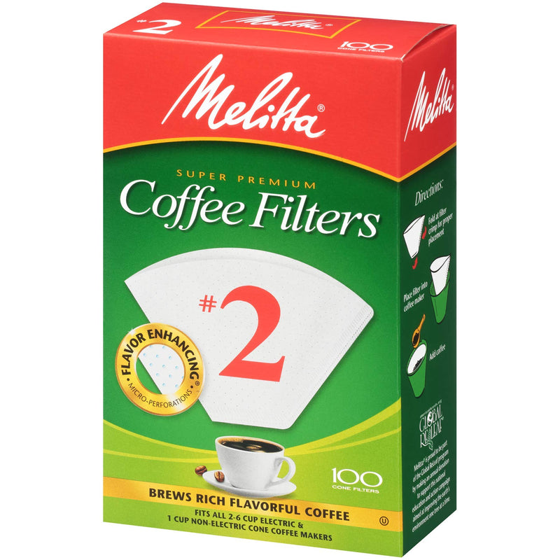 [AUSTRALIA] - Melitta #2 Cone Coffee Filters, White, 100 Count 100 Count (Pack of 1) 