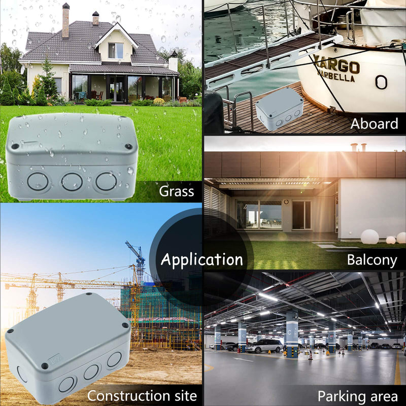 Nineleaf 1PK Outdoor Junction Box ABS Plastic Dustproof IP66 Waterproof Universal Electrical Boxes Project Enclosure Grey 4 7/8" 3 1/4" 2 1/4" inch (125x86x62mm) fit 20mm Cable Gland for Outdoor Use 125x86x62mm