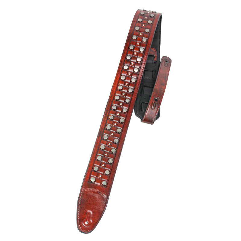 Walker & Williams DLX-214 Black Cherry Padded Leather Strap with Metal Studs