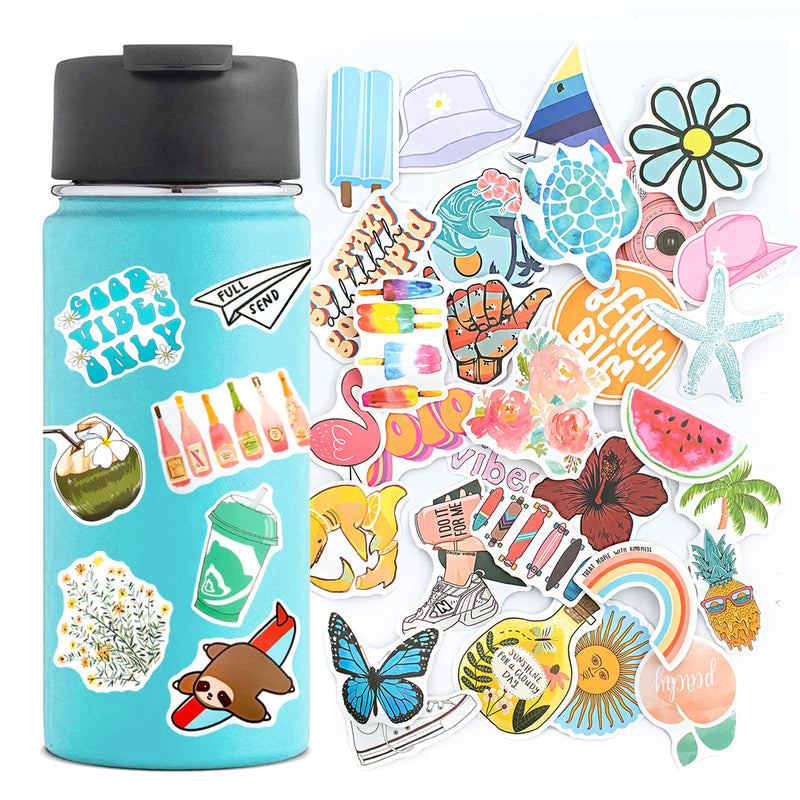 SVOPY 100 Pack Summer Stickers - Waterproof Cool Decals Cute Aesthetic Trendy Stickers for Kids Girls Teens Adults on Water Bottle Laptop Luggage and Cellphone