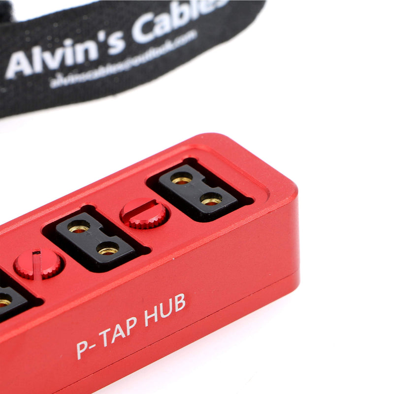 [AUSTRALIA] - Alvin’s Cables D-tap Splitter P-Tap HUB Cable Dtap Male to 3 Port D tap Female Splitter Cable with Screw Threads for ARRI RED Z CAM Cameras TILTA Steadicam IDX V-Mount Battery 1 to 3 50cm Red 